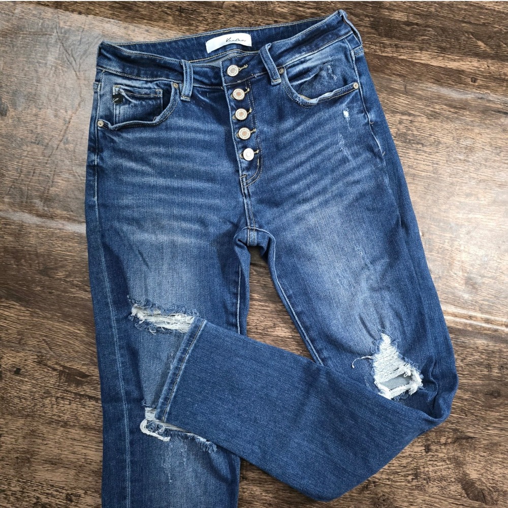KANCAN Skinny Jeans‎ Womens 27 Blue Excellent Distressed Button Fly High Rise